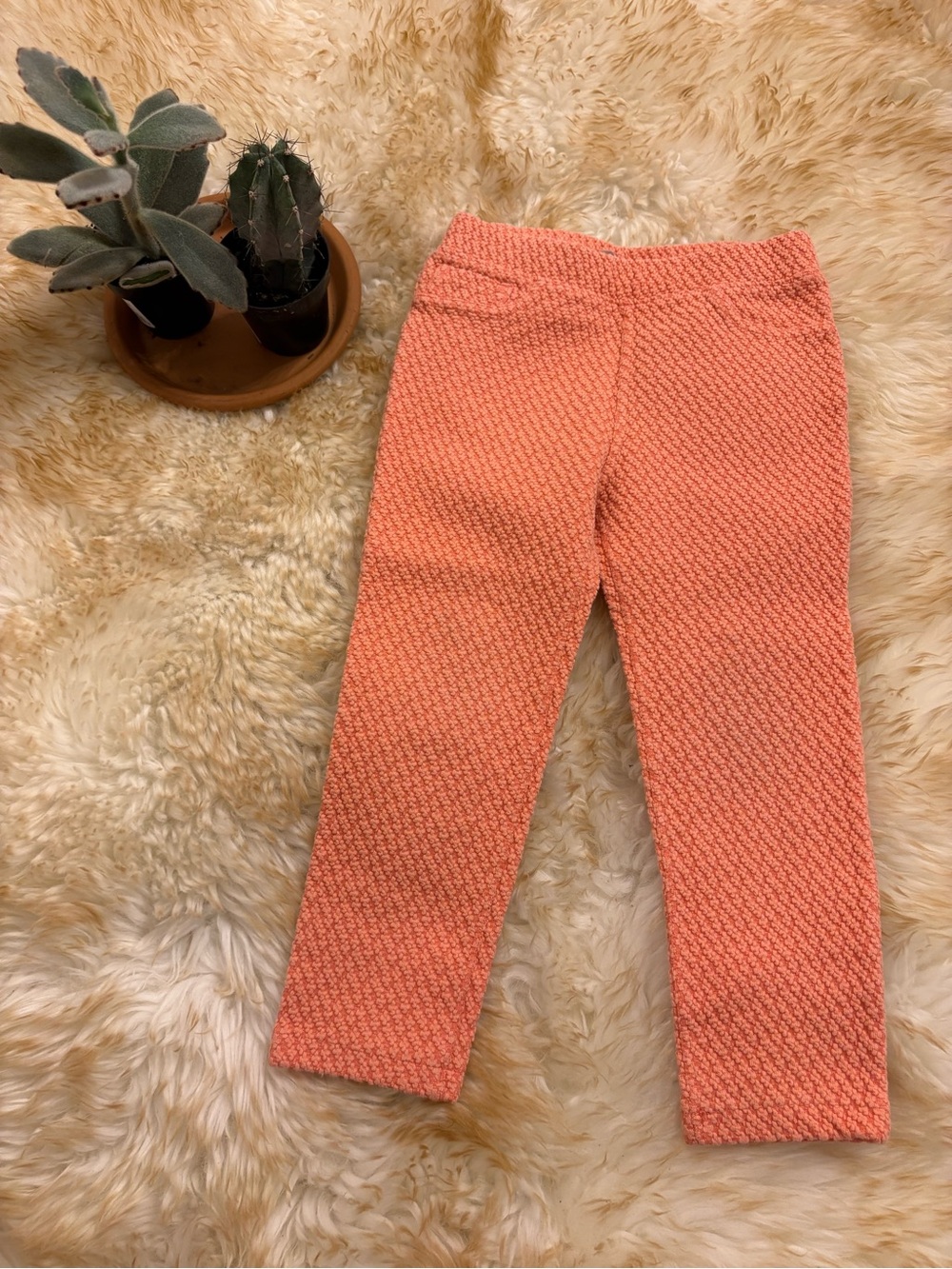 3T Kids Coral Textured Stretch Pants